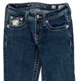 Age 12 Miss Me Contrast Stitch Jeans - Medium Dark Wash Cotton