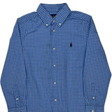 Age 7 Ralph Lauren Checked Shirt - Small Blue Cotton