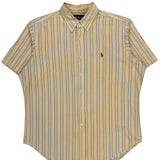 Ralph Lauren Striped Short Sleeve Shirt - Large Yellow Cotton