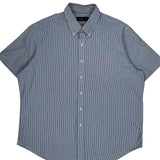 Ralph Lauren Striped Short Sleeve Shirt - 2XL Blue Cotton