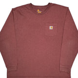 Carhartt Long Sleeve T-Shirt - 2XL Red Cotton