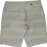 Oakley Striped Chino Shorts - 34W 11L Beige Cotton Blend