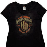 Ride To Live Harley Davidson Graphic T-Shirt - XL Black Cotton