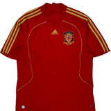 Spain National Team Adidas 2007-09 Home Football Shirt - Large Red Polyester