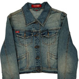 Yes Miss Cropped Denim Jacket - Medium Light Wash Denim