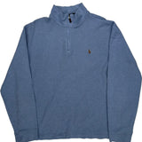 Polo By Ralph Lauren 1/4 Zip - Large Blue Cotton