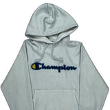 Reverse Weave Champion Spellout Hoodie - Small Grey Cotton