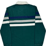 Lands End Striped Rugby Shirt - Large Green Cotton
