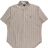 Ralph Lauren Striped Short Sleeve Shirt - Large Pink Cotton