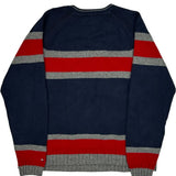 Tommy Hilfiger Striped Sweater - Large Gray Cotton