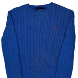 Ralph Lauren Cable Knit Sweater - Small Blue Cotton