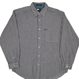 Tommy Jeans Striped Shirt - Large Black & White Cotton