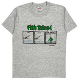 Single Stitch Hanes Cartoon T-Shirt - Large Gray Cotton Blend