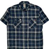 Dickies Checked Short Sleeve Shirt - 2XL Blue Cotton