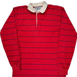 Lands End Striped Rugby Shirt - Large Red Cotton