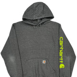 Carhartt Spellout Hoodie - Large Gray Cotton Blend