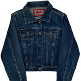 Fubu Cropped Denim Jacket - Medium Blue Cotton