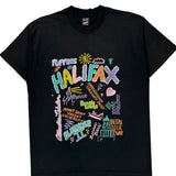 Single Stitch Halifax Fruit Of The Loom Graphic T-Shirt - XL Black Cotton Blend