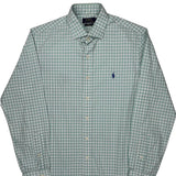 Slim Fit Polo By Ralph Lauren Checked Shirt - Large Green Cotton
