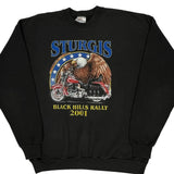 2001 Sturgis Hanes Graphic Sweatshirt - XL Black Cotton Blend