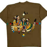 Native American Art Habitat Graphic T-Shirt - Large Brown Cotton