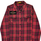 Harley Davidson Checked Flannel Shirt - Small Red Cotton