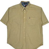 Tommy Hilfiger Checked Short Sleeve Shirt - XL Yellow Cotton