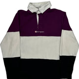 Champion Striped Rugby Shirt - Medium Black Cotton