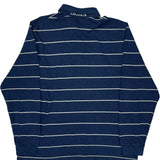 Lacoste Striped Long Sleeve Polo Shirt - Large Blue Cotton