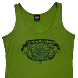 Harley Davidson Graphic Tank Top - Large Green Cotton
