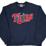 Twins Fruit Of The Loom Spellout Sweatshirt - XL Navy Cotton