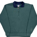 Made In USA Russell Athletic Collared 1/4 Zip - Medium Green Cotton