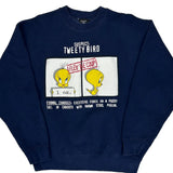 Tweety Bird Graphic Warner Bros Cartoon Sweatshirt - Large Blue Cotton