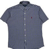 Ralph Lauren Checked Short Sleeve Shirt - Medium Blue Cotton