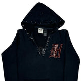 Harley Davidson Studded Hoodie - Large Black Cotton Blend
