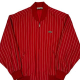 Lacoste Striped Bomber Jacket - Large Red Polyester