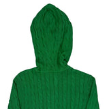Ralph Lauren Sport Cable Knit Hoodie - Large Green Cotton