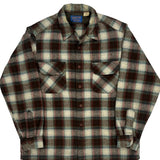 Pendleton Checked Flannel Shirt - Large Brown Virgin Wool