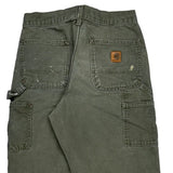 Paint Splattered Carhartt Double Knee Carpenter Trousers - 30W 31L Green Cotton