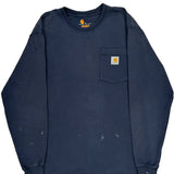 Carhartt Long Sleeve T-Shirt - Medium Navy Cotton