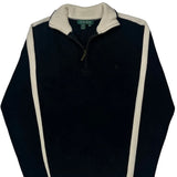 Ralph Lauren Striped 1/4 Zip - Medium Black Cotton