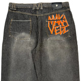 Tupac Markaveli Graphic Denim Shorts - 44W 13L Grey Cotton