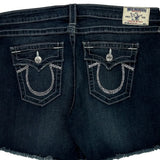 True Religion Studded Denim Shorts - 34W US 8 Dark Wash Denim