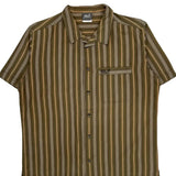Jack Wolfskin Striped Short Sleeve Shirt - Large Brown Cotton