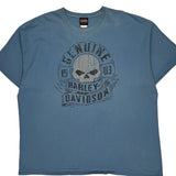 Northwoods Harley Davidson Graphic T-Shirt - 3XL Blue Cotton