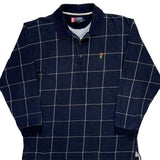 Chaps Ralph Lauren Checked Long Sleeve Polo Shirt - Large Navy Cotton