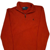Polo By Ralph Lauren Tall 1/4 Zip - Large Orange Cotton
