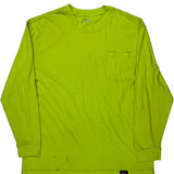 Dickies Long Sleeve T-Shirt - XL Yellow Polyester Blend