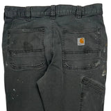 Relaxed Fit Carhartt Double Knee Carpenter Trousers - 34W 32L Grey Cotton