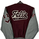 Falls Indians Burghardt College Varsity Jacket - Small Burgundy Wool Blend